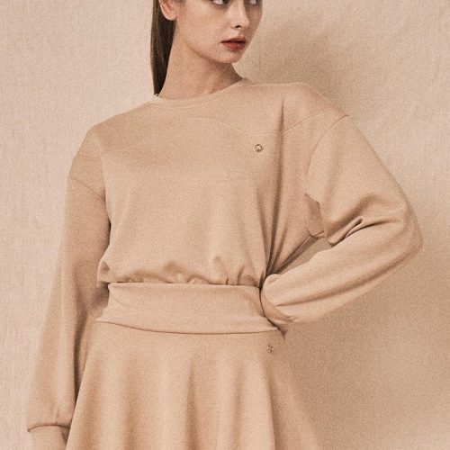 Logo 長袖俐落肩型上衣